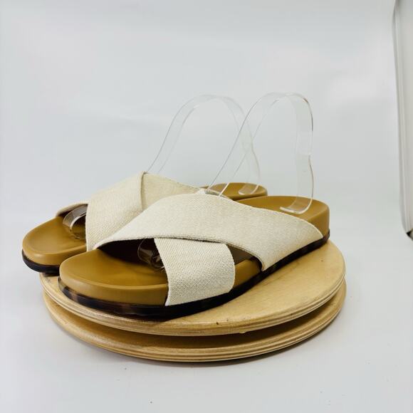 ROTHY'S 'The Weekend' Ivory Criss Cross Slide Sandals Women's Sz. 9 - Picture 3 of 10